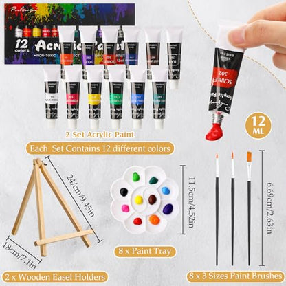 Cholemy 36 Pcs Paint and Sip Kit Gift for Adults 8''x10'',Black Women | Pre Drawn Canvas, Painting DIY Afro Acrylic Painting Kit, Wood Easel Brushes, Date Night Bulk, Summer Halloween Party - style: Black Women