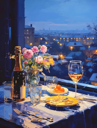 ZRIZQ Landscape Paint by Numbers Kit for Adults Beginner,City Scape,16x20 | Full set with wooden brushes,rolled canvas,rich paints.Calming activity.Beginner friendly.Just open and paint. - color: 16"X20"Rolled Canvas-Flowers 3