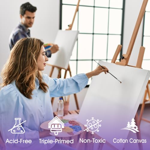 ESRICH 20x20 Stretched Canvas for Painting, 3 Pack Square Canvas for Painting Primed Acid-Free Framed Blank Canvas, Art Canvases for Beginners & Artists to Paint Oil, Acrylic, Pouring Painting. - size: 20x20in-3Pack