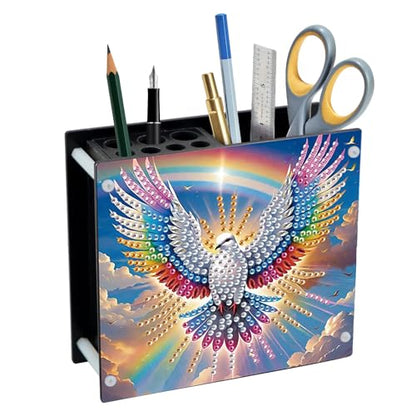 DIY Bird Diamond Art Painting Pen Holder, Diamond Pencil Case Gift, Makeup Brush Multifunctional Ornaments, Pencil Cup Pen Organizer Desktop Storage for Office, Study