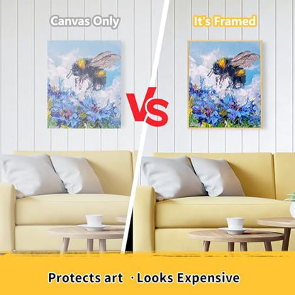 4 Pack 18 x 24 inch Floater Frame Canvas –Gallery Wrapped Canvas Set | Cotton-Linen Blend (400 gsm), Triple Acid-Free Gesso, Warp Resistant, Ready to Hang for Oil and Acrylic - color: Light Brown, size: 4pk-18x24 in
