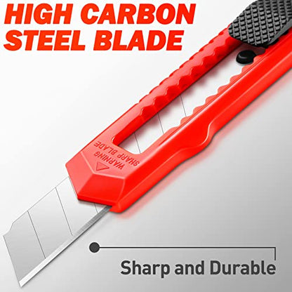 DIYSELF 30 Pack Box Cutter Retractable, 18mm Utility Knife, Snap-Off Blade - color: Red, size: 30 Pack