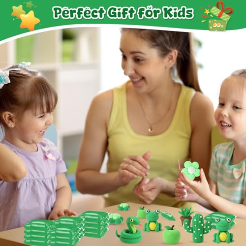 VioraWhite 144 Pcs Air Dry Clay Bulk 76 oz Mardi Gras Soft DIY Modeling Clay Kit Magic Foam Crafts for Sculpting Kids Gifts Party School Supplies for Crafts Artistic Project(Emerald Green) - color: Emerald Green