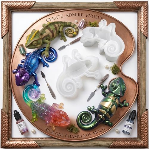 3D Chameleon Epoxy Resin Molds, Deep Lizard Animal Silicone Molds Reusable - color: Chameleon Resin Molds