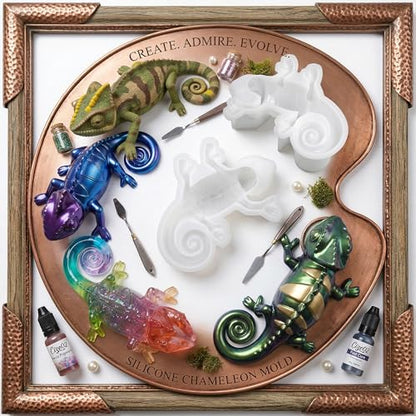 3D Chameleon Epoxy Resin Molds, Deep Lizard Animal Silicone Molds Reusable - color: Chameleon Resin Molds
