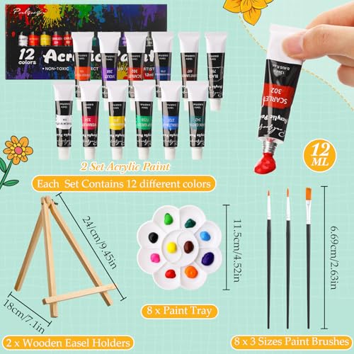 Cholemy 36 Pcs Paint and Sip Kit Gift for Adults 8''x10'',Sunflower | Pre Drawn Canvas, Painting DIY Afro Acrylic Painting Kit, Wood Easel Brushes, Date Night Bulk, Summer Halloween Party - style: Sunflower