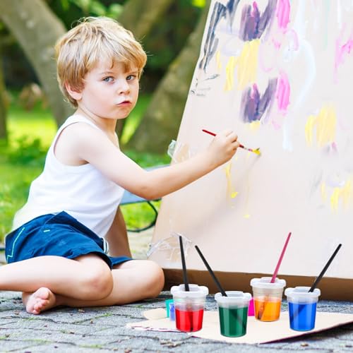 SiliFine 24 Pack No Spill Paint Cup with Lids for Kids | Reusable Plastic Containers, Leak Proof Design, Ideal for Art Projects, Crafts, Painting Activities, Easy to Clean