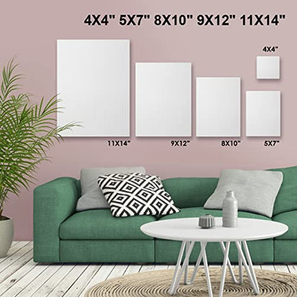 GOTIDEAL 18Pcs Stretched Canvases, Multi Pack 4x4, 5x7, 8x10, 9x12, 11x14 - color: White, size: Multi Pack-18 Pcs