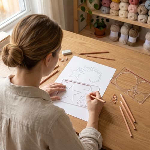 Fibonacci 6" Star Drawing Template, Golden Ratio Stencil | Australian Designed and Made; Geometric Stencil for Art; Drafting and Quilting; PETG - style: 6" Stars