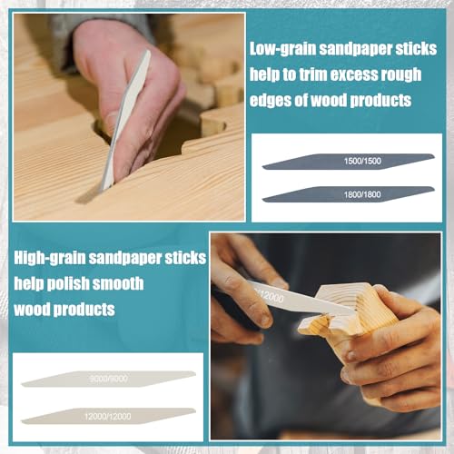 Honoson 10 Pcs Sanding Sticks for Plastic Models, High Grits, Double Angle - style: Double Angle Shape