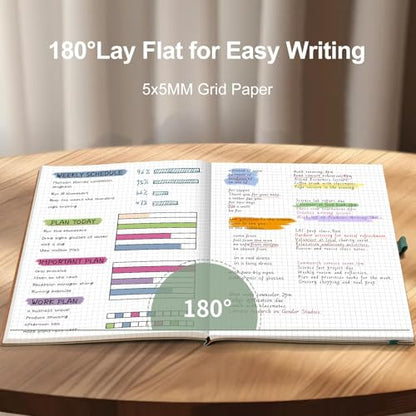 AHGXG Graph Paper Notebook, 120 GSM Paper, 96 Pages, B5 (7.6'' X 10'') - color: Sage Green, style: B5-Grid-120G