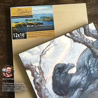 Da Vinci Pro Birch Wood Panel 7/8" Deep – 6x12 Single Panel - Fine Textured, Warp Resistant, Lightweight & Rigid – Perfect for Mounting Sanded Pastel or Watercolor Paper, Linen or Canvas