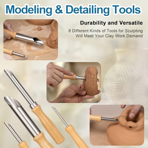 Amrules 4 Pcs Clay Hole Cutters Sculpting Tools Set for Pottery - color: Lightyellow-Hole-4Pcs