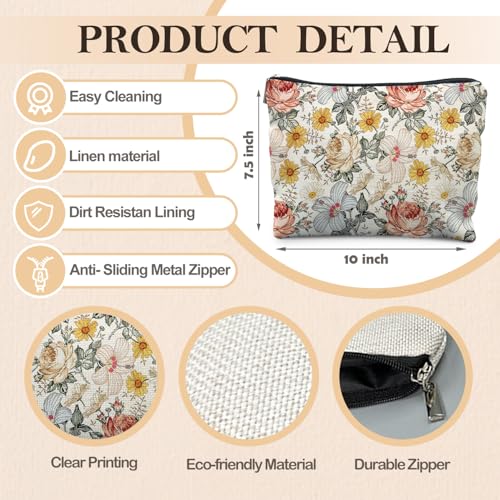 Floral Makeup Bag, Vintage Floral Pouch for Women, Aesthetic Makeup Bag, Flower Gifts for Women, Gifts for Flower Lovers, Colorful Garden Flowers Makeup Pouch - color: Colorful Garden Flowers