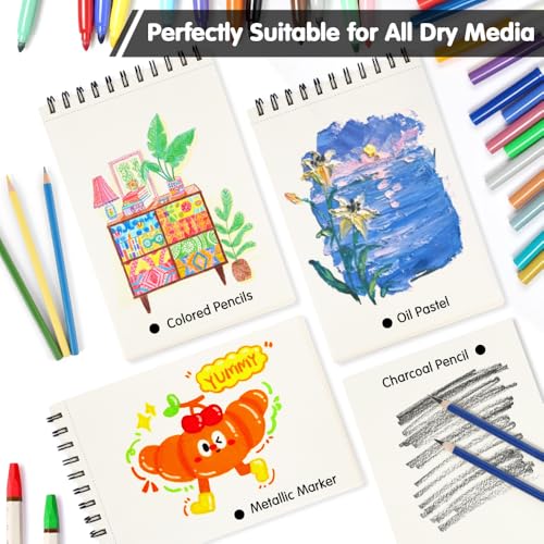 8.3" x 5.8" Hardcover Sketchbook, Top Spiral Bound Art Journal Sketchbook, 60 Sheets 92LB/150 GSM Acid-Free Drawing Neutral White Mixed Media Paper for Adults Beginners Artists.Coffee - color: 150gsm-neutral white paper coffee