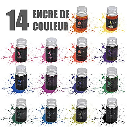 GOLDGE 19 Pieces Glass Dip Pen Ink Set