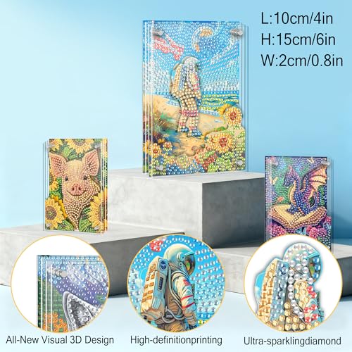 SKRYUIE DIY Acrylayers Diamond Art Kits for Adults, Landscape Multi-Layer Acrylic Diamond Painting Kits, 4-Layered Magnetic Stand-Up Tabletop Decor, Unique Multi-Dimensional Craft Gift 4x6 Inch A8 - color: Colorful-8