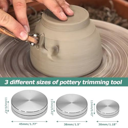 Bonsicoky 3 Pack Pottery Throwing Trimming Spinner Set | 30mm, 38mm, and 45mm, Ceramic Tools, Professional Potters and Hobbyists - size: 30mm/38mm/45mm