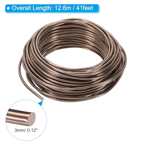 PATIKIL Bonsai Training Wire 3mm x 41ft Anodized Aluminum Brown - color: Brown, size: 3 mm x 12.5 m
