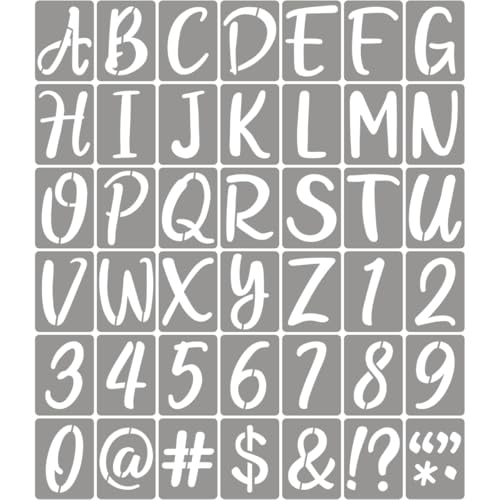 5 Inch Letter Stencils for Painting - 42 Pack Alphabet Letter Number Templates with Signs, Reusable Plastic Alphabet Number Stencils for Chalkboard Fabric Rock Wood Crafts Painting - size: 5 Inch