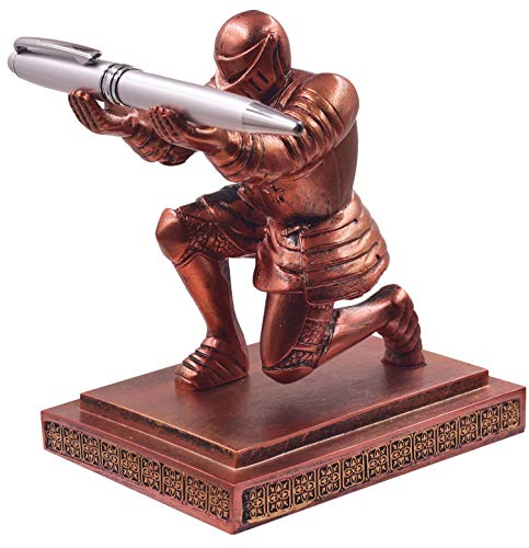 Executive Knight Pen Holder with a Pen Personalized Desk Accessories Decor Home Office Cool Pen Stand Red - color: Red