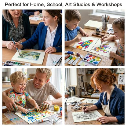 100 Sheets Watercolor Paper 8.5x11 Inches, 300 GSM Cold Press, Thick Watercolor & Mixed Media Paper Bulk – Paint Paper for Watercolor, Acrylic, Gouache, Ink, Sketching & Crafts