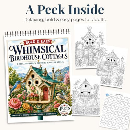 Cozy Vibes: Adult Coloring Book for Women with Whimsical Birdhouses