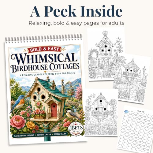 Cozy Vibes: Adult Coloring Book for Women with Whimsical Birdhouses