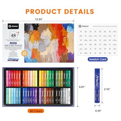 Artecho Extra Soft Oil Pastels 48 Colors Artist Grade - size: 1 Count (Pack of 48)