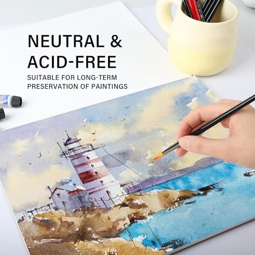 KIWIHUB Watercolor Paper Pad, 9 x 12 in, 100% Cotton, 140lb | Medium Rough Artist Painting Drawing Paper Book, Art Supplies for Adults Kids, Watercolors