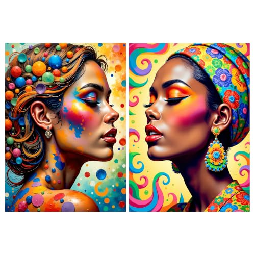 YOYA 2 Pack 5D Black Women Diamond Art Kits for Adults 12x16 Inch - color: Black Women 036