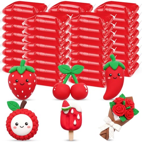 VioraWhite 40 Pcs 21 oz Air Dry Clay Bulk Modeling Clay,Red | Ultra Lightweight Foam Modeling Clay for Kids Adults, DIY Crafts Party Arts, School Project Gifts Supplies - color: Red