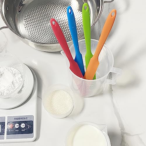 4Pcs Jar Spatula Long Handle Silicone,Kitchen Scraper for Mixing,Scraping, Cake Icing & Butter