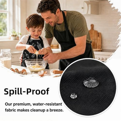 Kids Apron for Cooking, Toddler Apron with Pocket, Girls Boys Apron - color: Black, size: Medium