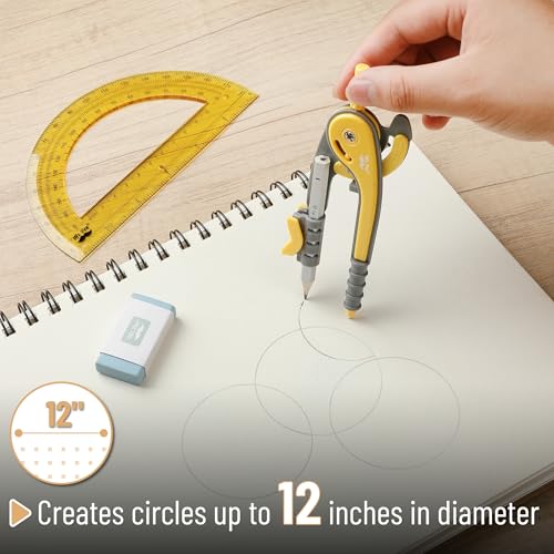 Mr. Pen- Geometry Compass and Protractor Set, 6 Inch Compass - color: Yellow, size: 1 Set