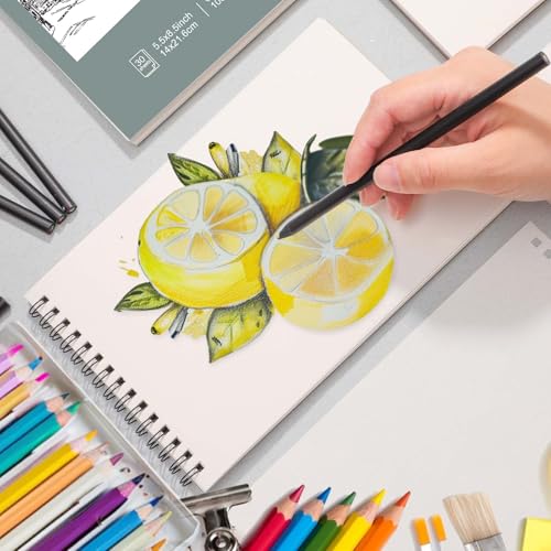 4 Pack Small Sketch Books, 5.5 × 8.5 in, Spiral Bound, 30 Sheets - color: Light Cyan, size: 5.5 × 8.5Inch（4 Pack）
