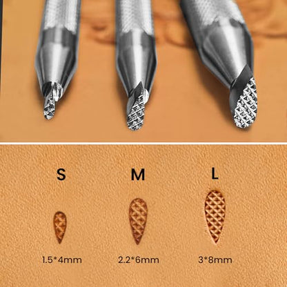 Leather Stamp Checkered Background Stamps 3Pcs Leathercraft Stamping Tool 304 Stainless Steel Mesh Pattern Carving Set for Crafting Carving DIY