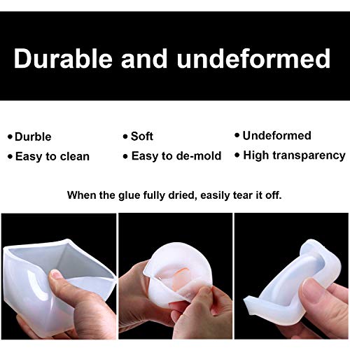 Silicone Resin Molds 5Pcs Resin Casting Molds Including Sphere, Cube, Pyramid, Square, Round with 1 Measuring Cup & 5 Plastic Transfer Pipettes for Resin Epoxy, Candle Wax, Soap, Bowl Mat etc