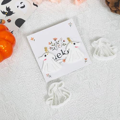 Xaekicr Halloween Ghost Dog Polymer Clay Cutters – Cute Clay Earring Cutters for DIY Jewelry Making, Polymer Clay Molds and Craft Tools, Set of 2 - color: H color