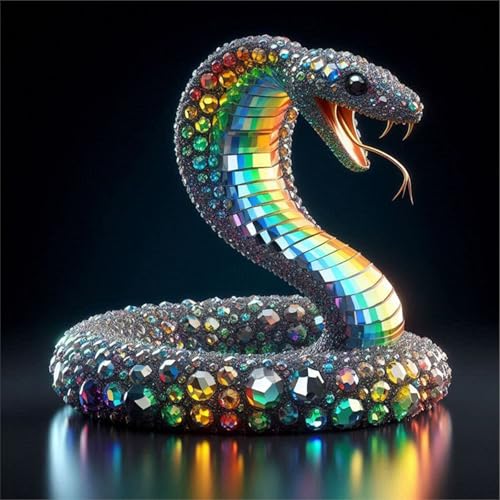 Fantasy Snake Diamond Painting Kits for Adults, Luxury Cobra 5D Diamond Art Kits for Adults Beginner, DIY Full Drill Round Paint by Diamonds Dot Gem Art for Home Wall Decor 13.8x13.8 Inch - color: Cobra Snake