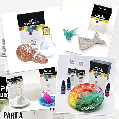 Pixiss Silicone Mold Making Kit (2 Gallon) Liquid Rubber Bubble Free Translucent Clear Silicone-Mixing Ratio 1:1-Molding for Resin Molds, Molds DIY (8.4kg/296oz Kit) - size: 8.4kg Kit