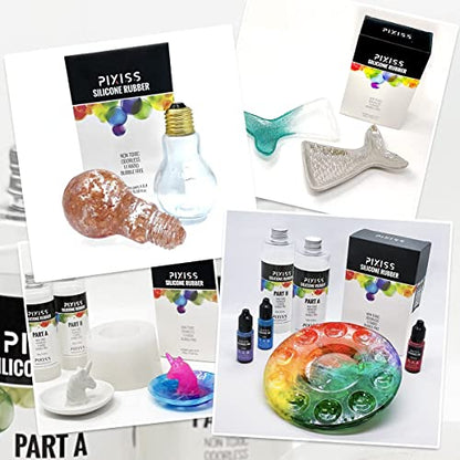 Pixiss Silicone Mold Making Kit (2 Gallon) Liquid Rubber Bubble Free Translucent Clear Silicone-Mixing Ratio 1:1-Molding for Resin Molds, Molds DIY (8.4kg/296oz Kit) - size: 8.4kg Kit
