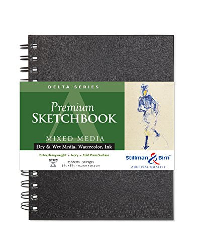 Stillman & Birn Delta Series Wirebound Sketchbook, 6" x 8", 270 gsm (Extra Heavyweight), Ivory Paper, Cold Press Surface - size: 6" x 8" 270 gsm (Extra Heavyweight)
