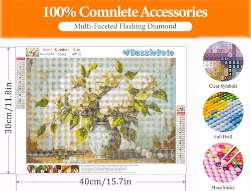 Hydrangea Diamond Art Kits for Adults Round Diamond Painting 16x12 Inch - color: DD149