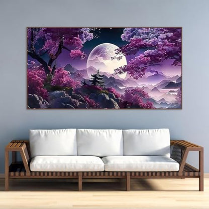 BOHADIY 5D Large Diamond Art Painting,Moon Diamond Painting Kits for Adults,DIY Full Drill Mountain Crystal Rhinestone Arts and Crafts,Tree Gem Art Painting with Diamond Home Wall Decor27.5 X 15.7inch