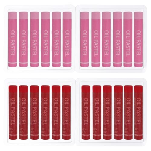 PATIKIL Pink, Red Oil Pastels, 24Pcs Soft Oil Crayons Creamy Pastels Stick Art Supplies for Art Painting Drawing Blending Graffiti for Artists Beginners - color: Pink/Red