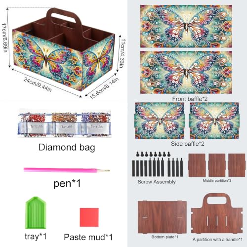 LSQFS Butterfly Multi-Grid Diamond Painting Storage Box with Handle - color: Butterfly