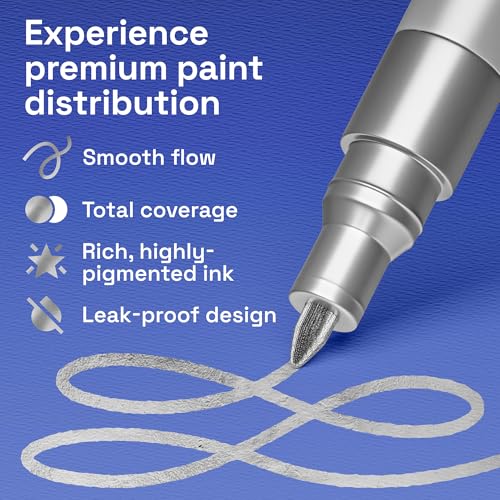 ARTISTRO Silver Paint Pens - Extra-Fine Tips - Set of 5 - color: Silver