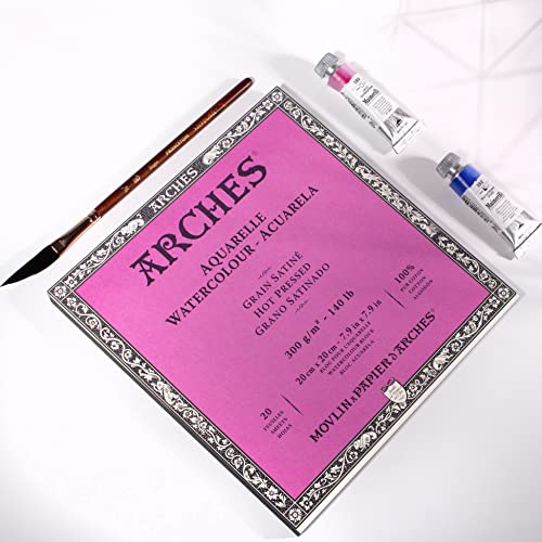 Arches Watercolor Paper Block, Hot Press, 7.9" x 7.9", 140 pound - size: 7.9"x7.9", style: Hot Press