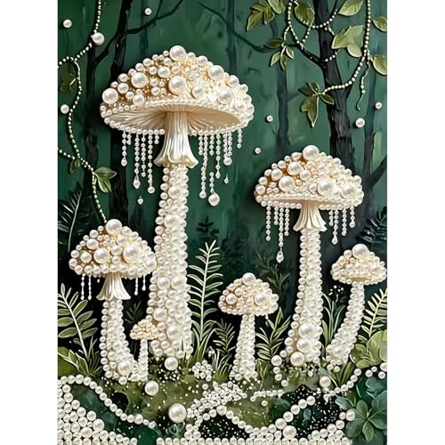 Mushroom Family Diamond Art Kits for Adults Beginner,DIY Paintings Kits | Mushroom Forest Diamond Painting Kits For Beginner,5D Special Shape Gem Art Kits for Home Wall Decor 12 X 16inch - color: DZ919